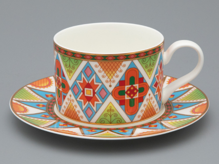 Чашка с блюдцем 250 мл форма Премиум, рисунок Петушки-гребешки, арт 81.33559.00.1, 