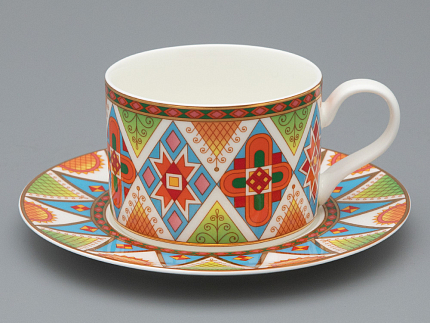 Чашка с блюдцем 250 мл форма Премиум, рисунок Петушки-гребешки, арт 81.33559.00.1