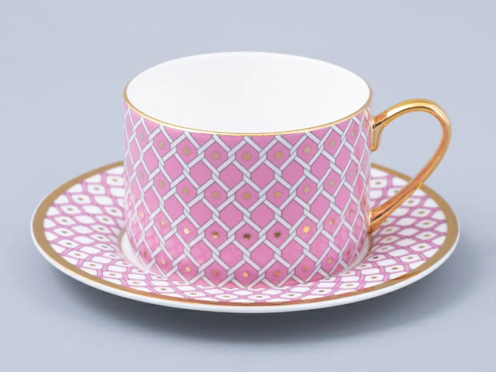 Чашка с блюдцем 250 мл форма Идиллия рисунок Коралл 2 арт. 81.31118.00.1, 