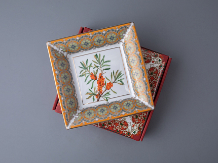 Подставка для мелочей в подарочной упаковке форма Квадратная рисунок Облепиха сибирская, арт. 81.33951.00.1