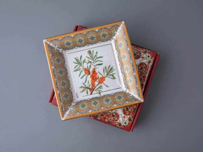 Подставка для мелочей в подарочной упаковке форма Квадратная рисунок Облепиха сибирская, арт. 81.33951.00.1, 