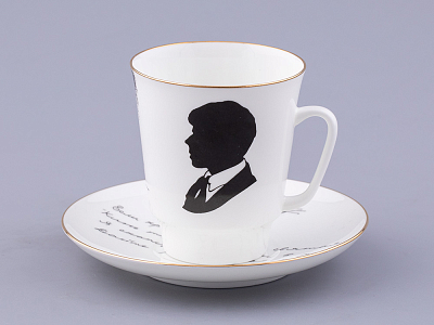 Чашка с блюдцем 165 мл форма Майская, рисунок Русские писатели Есенин, арт. 81.32604.00.1