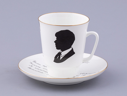 Чашка с блюдцем 165 мл форма Майская, рисунок Русские писатели Есенин, арт. 81.32604.00.1