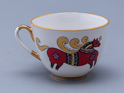 Чашка с блюдцем чайная 250 мл форма Весенняя рисунок Красный конь арт. 81.15308.00.1