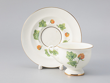 Чашка с блюдцем чайная форма Айседора рисунок Морошка арт. 81.26753.00.1