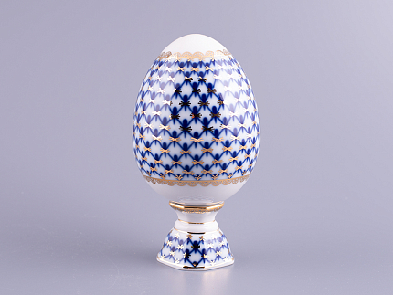 Яйцо пасхальное на подставке 132 мм рисунок Кобальтовая сетка арт.  80.07117.00.1