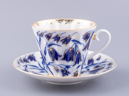 Чашка с блюдцем чайная 235 мл форма Лучистая рисунок Колокольчики арт. 81.10520.00.1, 