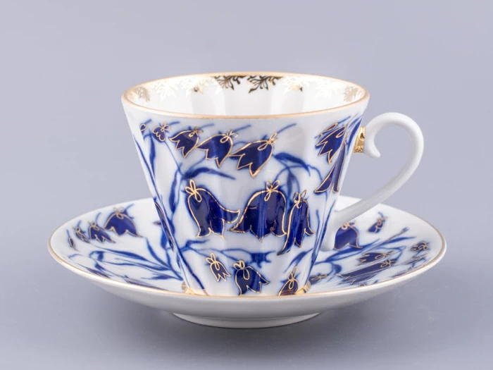 Чашка с блюдцем чайная 235 мл форма Лучистая рисунок Колокольчики арт. 81.10520.00.1, 