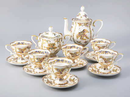 Сервиз кофейный форма Наташа рисунок Фантастические бабочки, 6 персон 14 предметов, арт. 81.21238.00.1, 