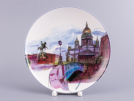 Декоративная тарелка 195 мм форма Эллипс рисунок Санкт-Петербург. Синий мост арт. 80.88387.00.1