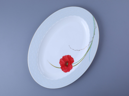 Блюдо овальное 355 мм форма Премиум рисунок Маки, арт. 80.06319.00.1, 