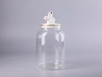 Подарочный набор Банка с фарфоровой крышкой Кролик золото арт. 14.10078.07, 
