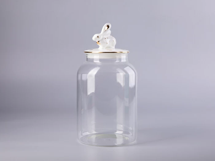 Подарочный набор Банка с фарфоровой крышкой Кролик золото арт. 14.10078.07, 