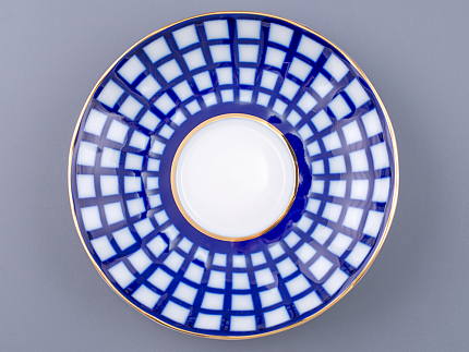 Сервиз чайный форма Тюльпан рисунок Кобальтовая клетка, 6 персон 20 предметов, арт. 81.15116.01.1