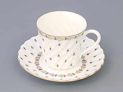 Чашка с блюдцем кофейная 155 мл.,  форма Витая, рисунок Голубые ягодки арт. 81.13975.00.1