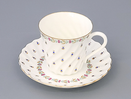 Чашка с блюдцем кофейная 155 мл.,  форма Витая, рисунок Голубые ягодки арт. 81.13975.00.1