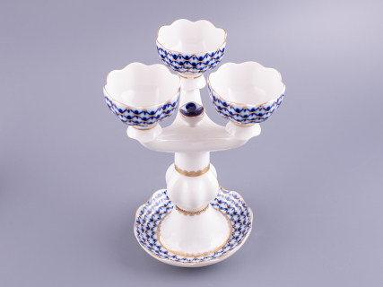 Подсвечник Трехрожковый Тюльпан Кобальтовая сетка арт. 80.07627.00.1, 