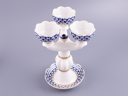 Подсвечник Трехрожковый Тюльпан Кобальтовая сетка арт. 80.07627.00.1