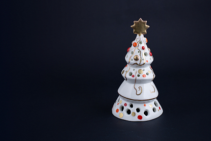 Подсвечник Елочка пирамидка, рисунок Золотой, арт 60.15274.00.5