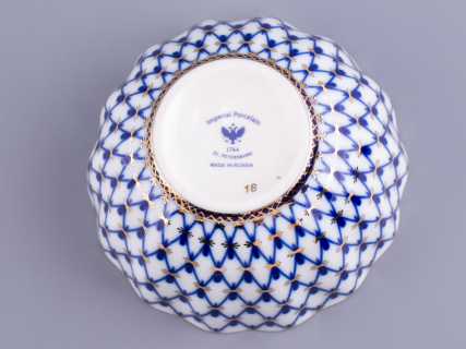 Салатник 385 мл, форма Тюльпан, рисунок Кобальтовая сетка, арт 80.44496.00.1, 