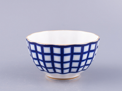 Чашка с блюдцем чайная 250 мл форма Тюльпан рисунок Кобальтовая клетка арт. 81.14860.00.1