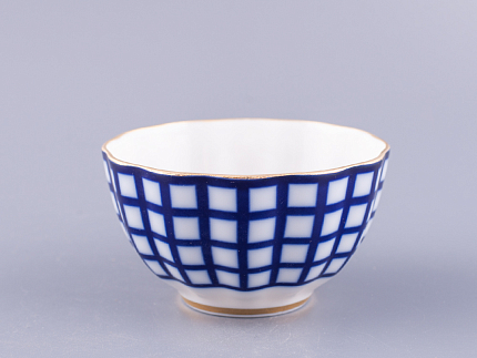 Чашка с блюдцем чайная 250 мл форма Тюльпан рисунок Кобальтовая клетка арт. 81.14860.00.1