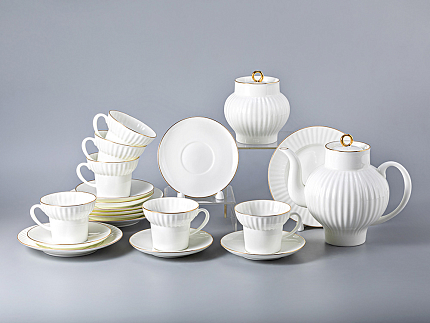 Сервиз чайный форма Волна рисунок Золотой кантик, 6 персон 20 предметов арт. 81.20892.00.1