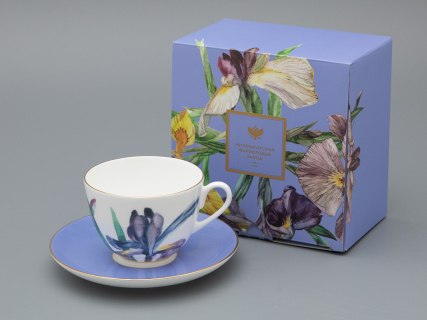 Чашка с блюдцем L’Art des Fleurs в подарочной упаковке, форма Весенняя 2, рисунок Аметистовое пламя, арт 81.33403.00.1, 