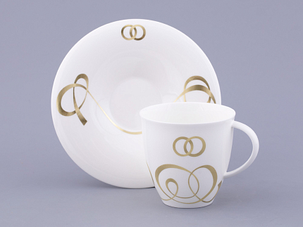 Чашка с блюдцем чайная форма Оливия рисунок Колечки, арт. 81.31427.00.1