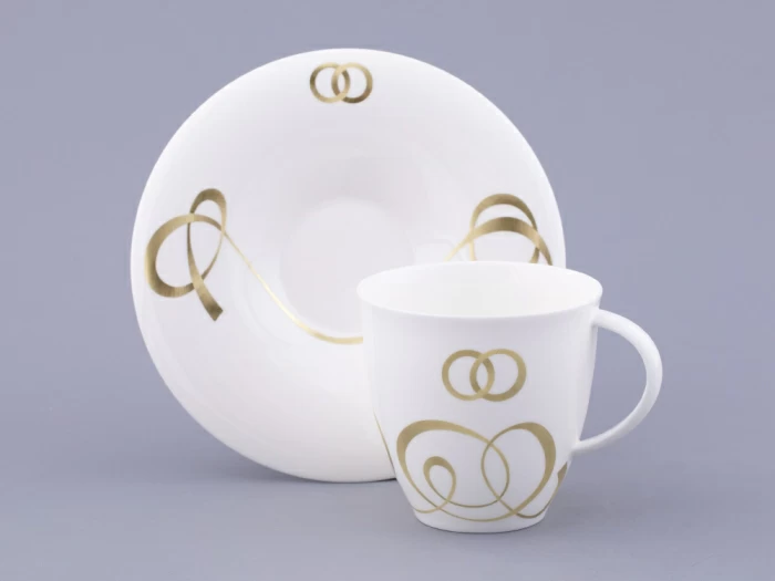 Чашка с блюдцем чайная форма Оливия рисунок Колечки, арт. 81.31427.00.1, 