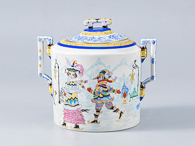 Сервиз чайный форма Гербовая рисунок Зимние забавы, 4 персон 11 предметов, арт. 81.14057.01.1