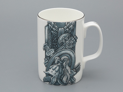 Подарочный набор Бокал с блюдцем и крышкой форма Топ рисунок Слава Веков платина, арт. 81.33063.00.1