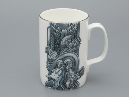 Подарочный набор Бокал с блюдцем и крышкой форма Топ рисунок Слава Веков платина, арт. 81.33063.00.1, 