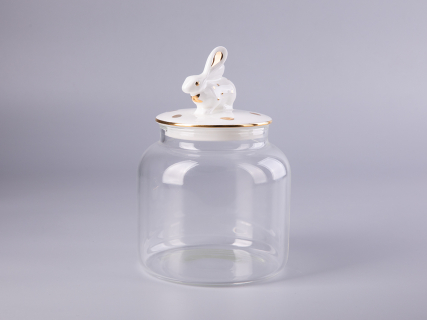 Подарочный набор Банка с фарфоровой крышкой Кролик золото арт. 14.10077.07, 