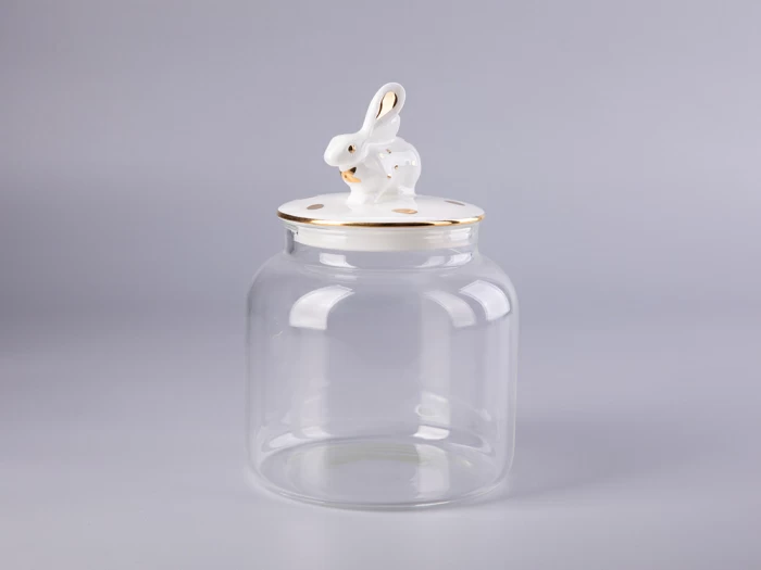 Подарочный набор Банка с фарфоровой крышкой Кролик золото арт. 14.10077.07, 