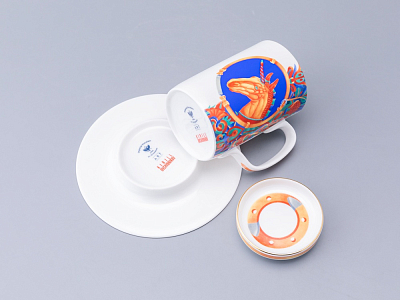 Бокал с блюдцем и крышкой 400мл в подарочной упаковке, форма Топ, рисунок Единорог, арт. 81.34424.00.1