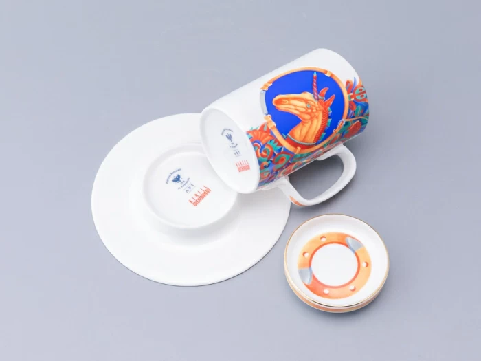 Бокал с блюдцем и крышкой 400мл в подарочной упаковке, форма Топ, рисунок Единорог, арт. 81.34424.00.1, 