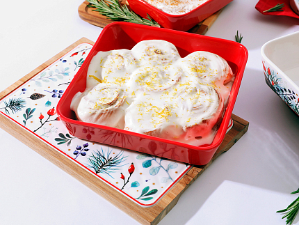 Набор для запекания с деревянной крышкой ( 2 предм.квадратные ) форма Стандартная рисунок Календа арт. 42.00043.00.1