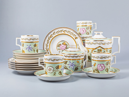 Сервиз чайный форма Гербовая рисунок Нефритовый фон, 6 персон 20 предметов, арт. 81.20900.00.1, 