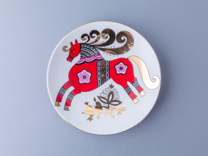 Декоративная тарелка 195 мм, форма Эллипс, рисунок Красный конь, арт 80.89344.00.1, 