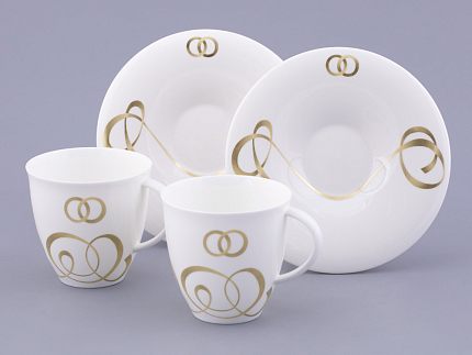 Чашка с блюдцем чайная форма Оливия рисунок Колечки, арт. 81.31427.00.1