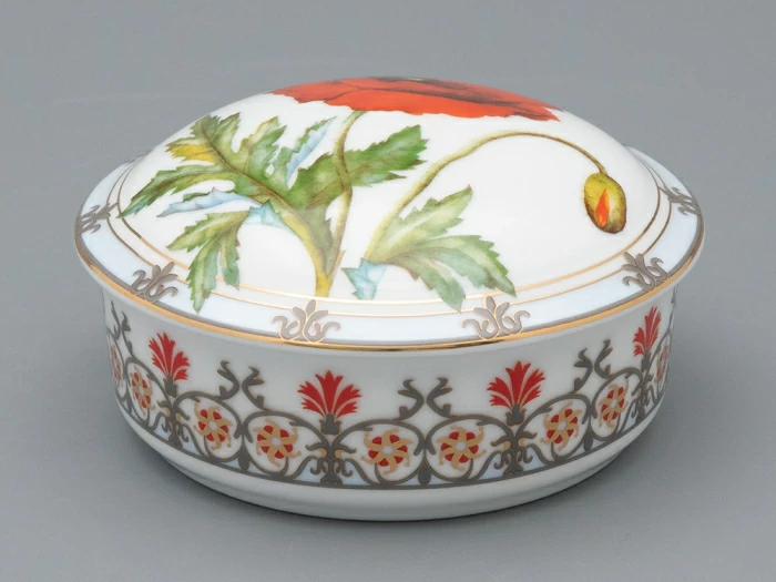 Туалетная коробочка в подарочной упаковке, форма Круглая, рисунок Мак восточный, арт 81.33191.00.1, 