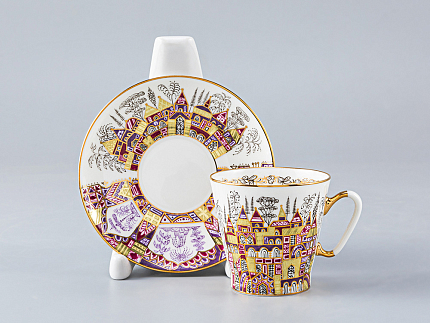 Чашка с блюдцем кофейная 80 мл., форма Черный кофе. Рисунок  Дворцы  арт. 81.15330.00.1