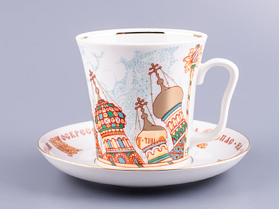 Бокал с блюдцем 360 мл форма Ленинградский рисунок Храм Спас-на-Крови арт. 81.15553.00.1