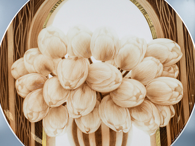 Блюдо декоративное 450 форма Круглая рисунок Тюльпаны арт. 80.52510.00.1