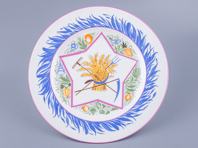 Тарелка декоративная 270 мм форма Европейская - 3 рисунок Большая звезда со снопом, арт. 80.97579.00.1