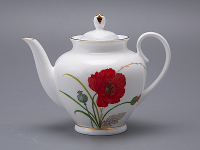 Сервиз чайный форма Весенняя 2 рисунок Маки на 6 персон 14 предметов, арт. 81.34140.00.1