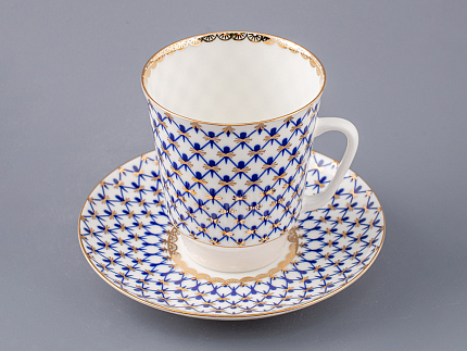 Чашка с блюдцем кофейная 165 мл.,  форма Майская,  рисунок Кобальтовая сетка арт. 81.14574.00.1