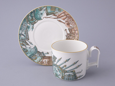 Чашка с блюдцем в подарочной упаковке, форма Охотничий, рисунок Триумф Штандарт Победы, арт. 81.32468.00.1