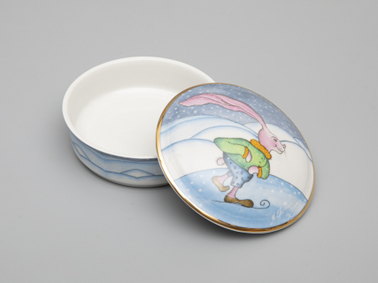 Туалетная коробочка форма Круглая рисунок Зима. Заяц арт. 81.31060.00.1, 